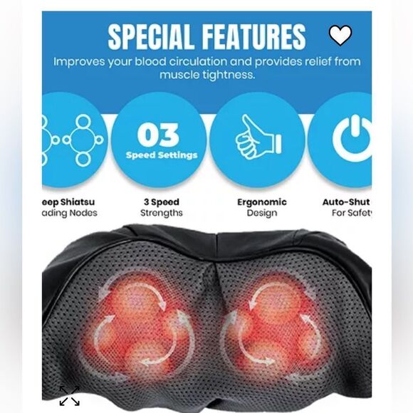Pursonic 3D Shiatsu Heating Back & Neck Massager in Black. NIB! - Picture 3 of 9